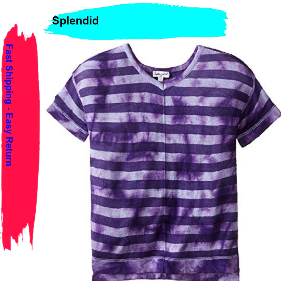 Espléndido top tejido suelto tie dye para niñas, DGE01606X, lavanda, talla 6X, precio de venta sugerido por el fabricante 56 USD Foto 1 de 1