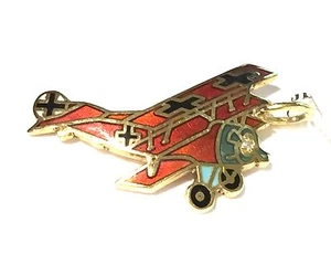 Ciondolo aereo Fokker triplano Giove Pluvio in oro giallo 18 kt e smalti Gr 2,60 - Picture 1 of 1