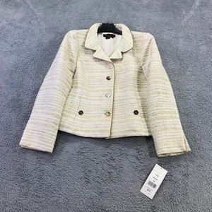NINA MCLEMORE Jacket Womens 10 Poly Blend Tweed With Lurex Sports Coat Gold $975 - Picture 1 of 10