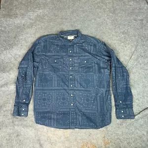 Ariat Mens Shirt 2XL XXL Blue Pearl Snap Western Paisley Cowboy Rodeo Retro Fit - Picture 1 of 6