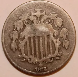 1872 Shield Nickel- Rare Key Date, VF. - Picture 1 of 2