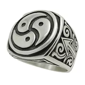 Silber 925 BDSM Herren Frauen Ring Meister Besitzer Sklave dominant keltisch Triskelion - Bild 1 von 12