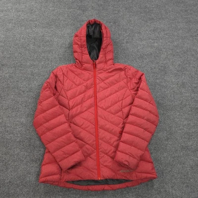 Chaqueta Eddie Bauer para mujer grande roja plumón loft abrigo acolchado con capucha aislante Foto 1 de 4