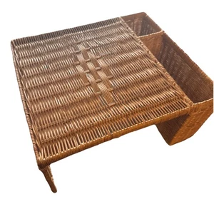 Vintage Wicker Rattan Bed Tray Breakfast Lap Tray 80s 90s Vanity Desk Organizer - Picture 1 of 5