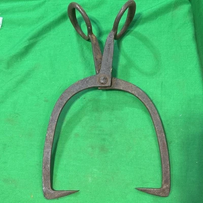 "Herramienta de pinzas de bloque de hielo Primitive Wood Co. de hierro fundido de colección decoración rústica 15""" Foto 1 de 4