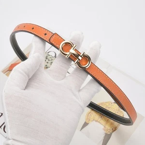 Ladies Casual Fashion Genuine Leather Skinny Waist Belt Alloy Buckle Adjustable - Picture 1 of 41