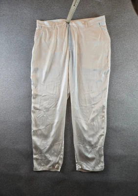 Good American Satin Trousers Womens Size 16 Cream High Rise Breezy Fit Pants - Image 1 of 4