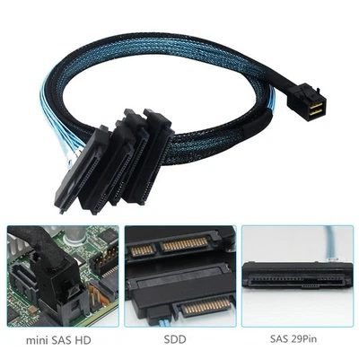 Mini SAS HD SFF-8643 36P auf 4SFF-8482 29+15P SAS SATA Festplatten Adapterkabel - Bild 1 von 4