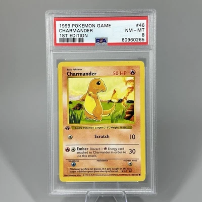 Pokémon 1999 Charmander 46/102 PSA 8 1ª Edición Conjunto Base WOTC Foto 1 de 2