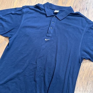 Polo Nike Vintage Uomo XXL Blu Cotone Solo Swoosh Golf Rugby Relaxed - Foto 1 di 11