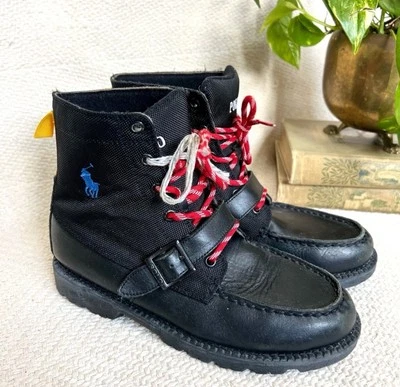 Botas Polo by Ralph Lauren Ranger negras de cuero con cordones talla 6 juveniles Foto 1 de 4
