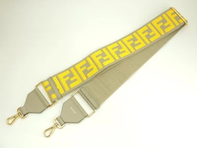 Correa de hombro larga Fendi Strap You FF motivo gris-amarillo Foto 1 de 4