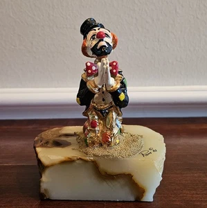 Ron Lee Hobo Clown betende Skulptur signiert 1981 handbemalt 24K vergoldet - Bild 1 von 13