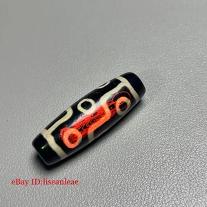 Alte Dzi-Perle 13×38mm Tibetische Himmlische Perle Amulett Anhänger - Guanyin Neunäugig - Bild 1 von 4