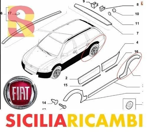 MODANATURA PARAFANGO POSTERIORE SINISTRO FIAT STILO 2003-07 GENUINE 735405351 Foto 1 de 4