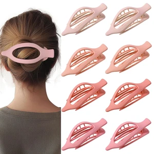 8 Pack Pastel Pink Flat Hair Clips – Cute Matte Gradient Claw Clips for Girls &  - Picture 1 of 12