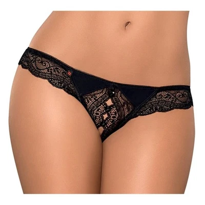 Schwarzer Rio String L/XL Riostring Ouvert Offen Spitze - Bild 1 von 4