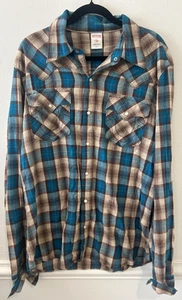 True Religion Western Pearl Snap Shirt Size XXXL Multicolor Plaid Long Sleeve - Picture 1 of 3