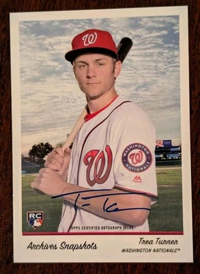 Trea Turner 2016 Topps Archives Snapshot Autograph RC rookie #/205 - Image 1 of 3