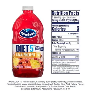 Ocean Spray® Diet Cran-pineapple Juice Drink, 64 Fl Oz Bottle Pack of 8 - Picture 1 of 9