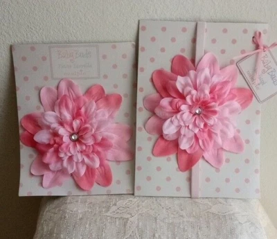 LOT of 2 泥派婴儿芽粉红色花朵带水钻头带和发夹新品 — 第 1/4 张图片