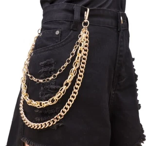Mujeres Punk Grueso Metal Billetera Cadena Eslabones Gótico Llavero Jeans Pantalones Cadena Dorado - Imagen 1 de 23