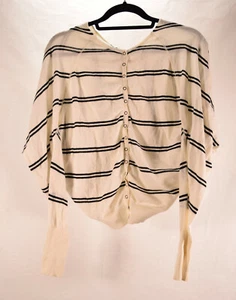 Suéter de punto a rayas Free People para mujer con capucha blanco negro a rayas S/P - Imagen 1 de 4