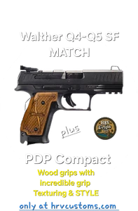 Walther Q4/Q5SF & PDP Compact "Legacy Design" Double Dragons Wood Grips 4 colors - Picture 1 of 14