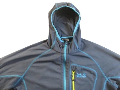 Chaqueta polar Jack Wolfskin Nanuk 100 para mujer grande azul gris sudadera con capucha al aire libre caminata Foto 1 de 4