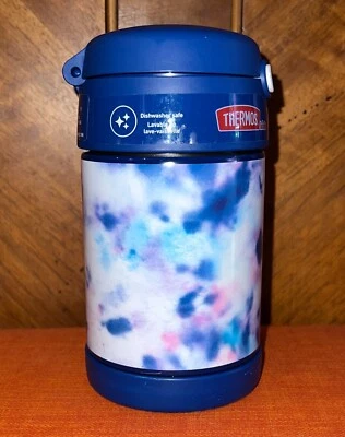 Termo 16 oz. Tarro de comida de acero inoxidable para niños con cuchara plegable tie dye Foto 1 de 4