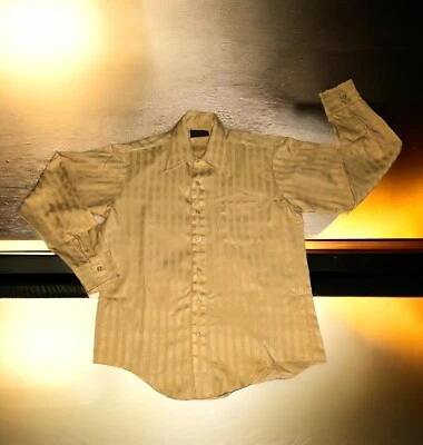 复古牛津衬衫牛津金色纽扣衬衫长袖格子男式 16 码 — 第 1/4 张图片