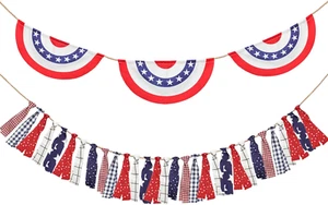 2 Pack 13FT Patriotic Flag Banner 4Th of July Decoration American Bunting Banner - Picture 1 of 7