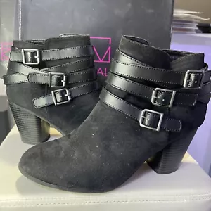 Nuevo en Caja Material Girl Botines Negro Cremallera Lateral Decorativo Envuelto - Imagen 1 de 3