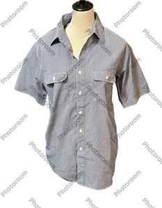 Pierre Cardin Shirt Men L Blue Gingham Button Up Collared Short Sleeve - Picture 1 of 3
