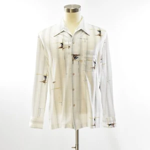 80s Vintage Mens XL Disco Shirt White With Plaid & Abstract Print JOEL - Picture 1 of 7