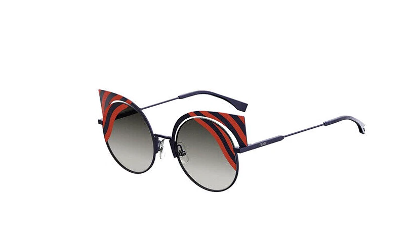 Fendi FD 0215 Sunglasses 00m1 Matte Dark Blue Red 100 Authentic