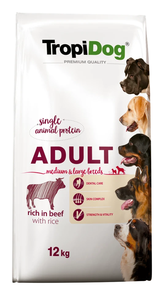 TropiDog Premium Adult MEDIUM & LARGE BREEDS Reich an LACHS, mit REIS 12kg - Bild 1 von 1