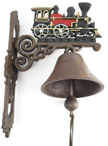 Gartenglocke Wandglocke ROT Eisenbahn DAMPFLOK Zug LOKOMOTIVE Gusseisen Eisen - Imagen 1 de 4