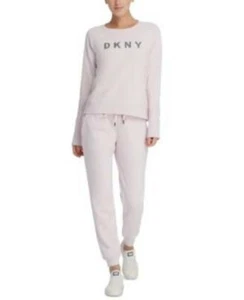 DKNY Damenpullover hellrosa mit Glitzer-Logo Rundhalsausschnitt 49 $ TINI {&} - Bild 1 von 6