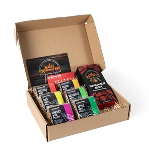 Caja de regalo de pellets de madera ExstreamBBQ 6 maderas + caja de fumador GRATUITA e imán de sabor - Imagen 1 de 5