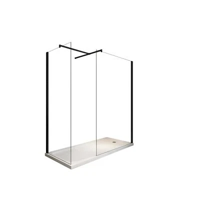 Box Per Doccia Angolare tipo walk-in 8MM Con Vetri Trasparenti Telaio Nero Opaco Foto 1 de 4