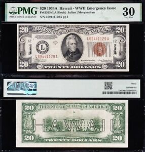 AWESOME Crisp Choice VF++ 1934 A $20 HAWAII Federal Reserve Note! PMG 30! 41129A