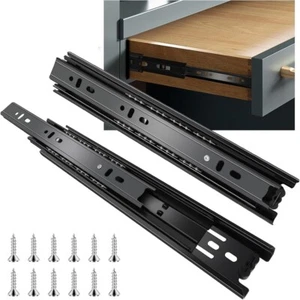 1/5/10 Pairs Full Extension 100-lb Ball Bearing Drawer Slides 10"-20" Black - Picture 1 of 17