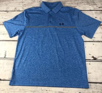 Nuevo Polo Under Armour Calce Suelto Playoff, Para Hombre Grande, Azul, Rayas UPF 40 Golf Foto 1 de 4