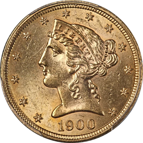 1900 Liberty Gold $5 PCGS MS63 Great Eye Appeal Strong Strike Cover