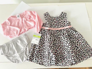 CARTERS BABY GIRL'S 3 PIECE DRESS NWT 3 MONTHS ANIMAL PRINT - Picture 1 of 6
