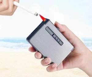 Automatic Cigarette Case Dispenser with Built in Torch Lighter Butane Windproof  - Picture 1 of 6