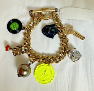 Rare! Juicy Couture  Collectible Record Trophy Key  Crystal  Ball Charm Bracelet
