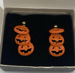 vintage Halloween drop pumpkin earrings - Picture 1 of 2