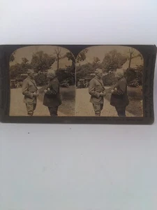 WW1 Antico stereoscopio 'Joffre e Pershing nei giardini dei governatori, Parigi' - Foto 1 di 2